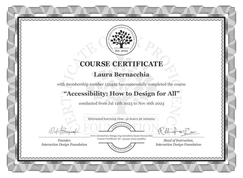 Course Certificate: Accessibility, How to design for all